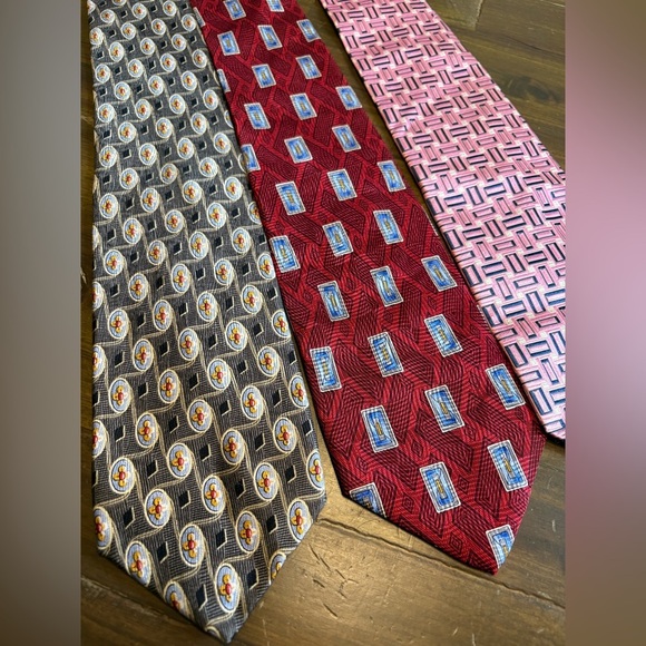 Robert Talbott Studio Mens Ties Printed Graphic Red Pink Black Gray Square - Picture 2 of 7